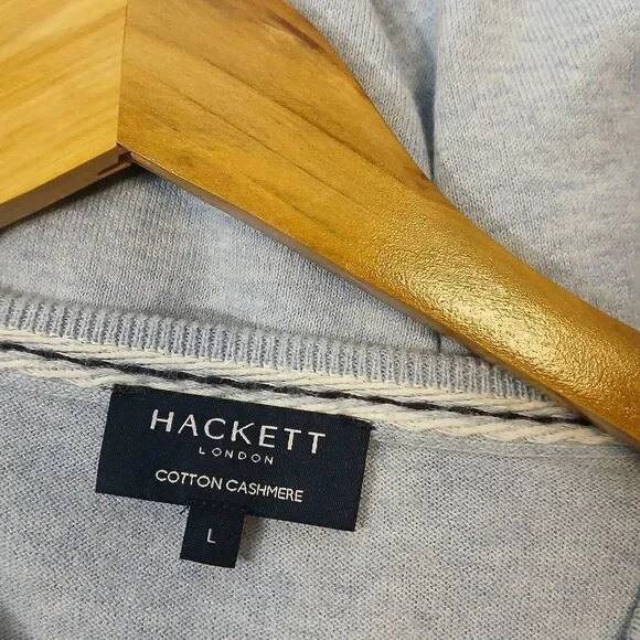 Hackett london mens large cotton cashmere sweater blue lightweight - Picture 5 of 9